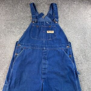 Vintage Big Mac Overalls Mens 40x30 Blue Cotton Denim Square Bak Workwear
